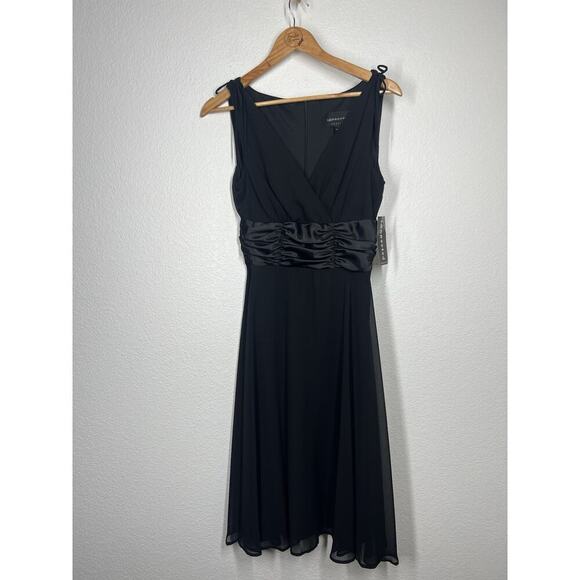 Connected Apparel Black Chiffon Satin Dress Size 8 Vintage Y2K Fits Small - Picture 1 of 6